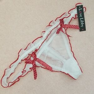Women's Frilly Thongs with Polka Dot Bows